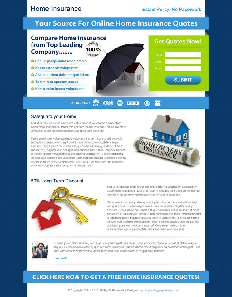 home insurance quotes lead capture landing page design template for home insurance business 002