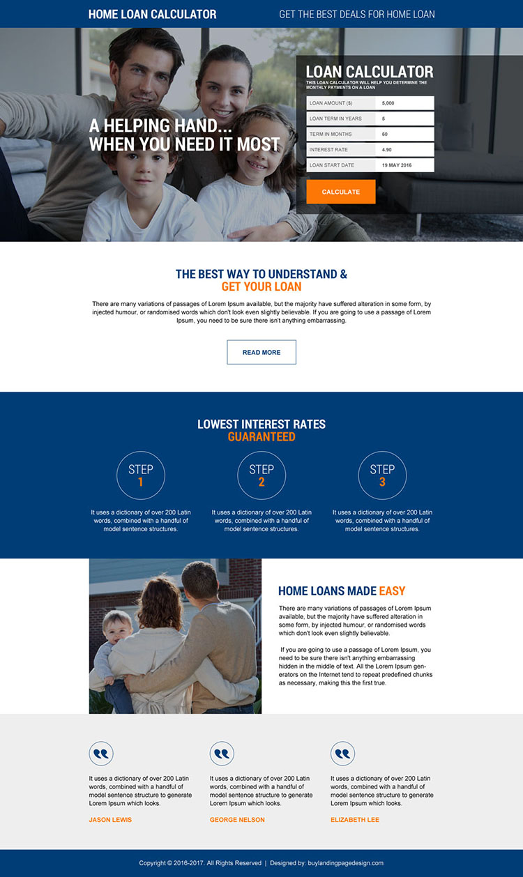 responsive home loan calculator landing page