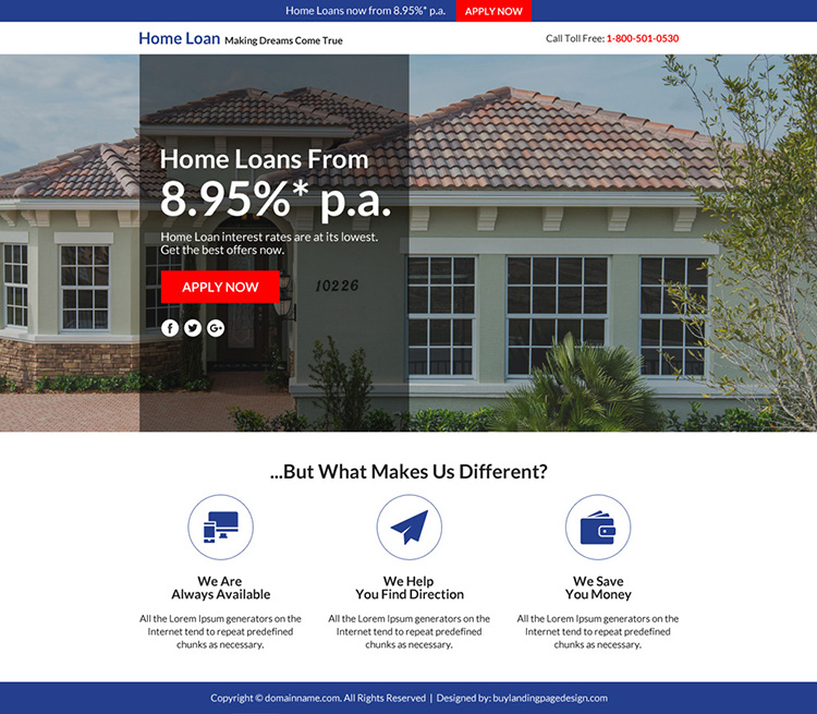 home loan marketing sales funnel landing page