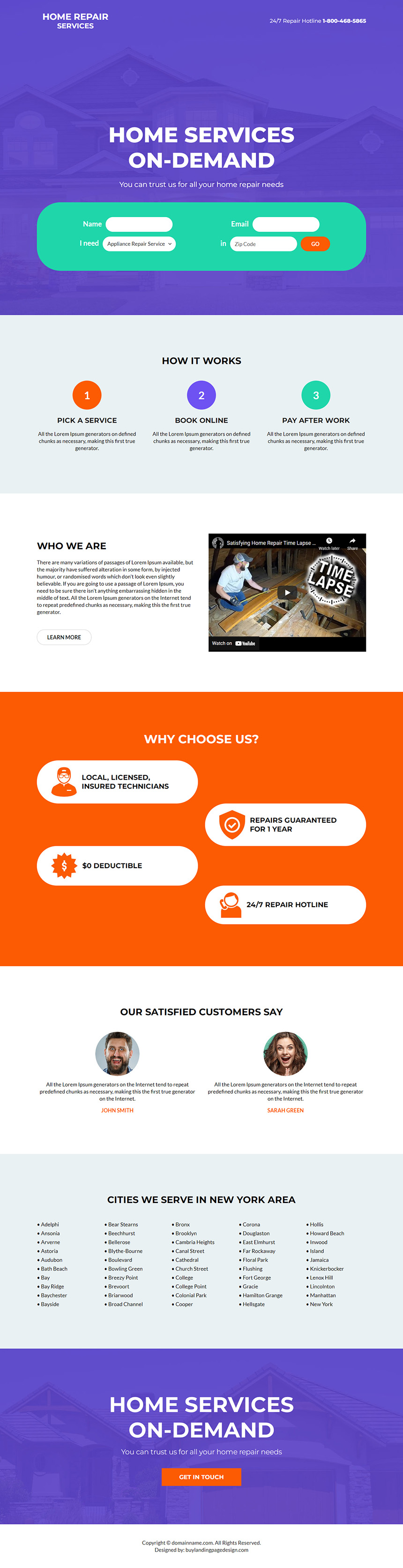 home repair service lead capture responsive landing page