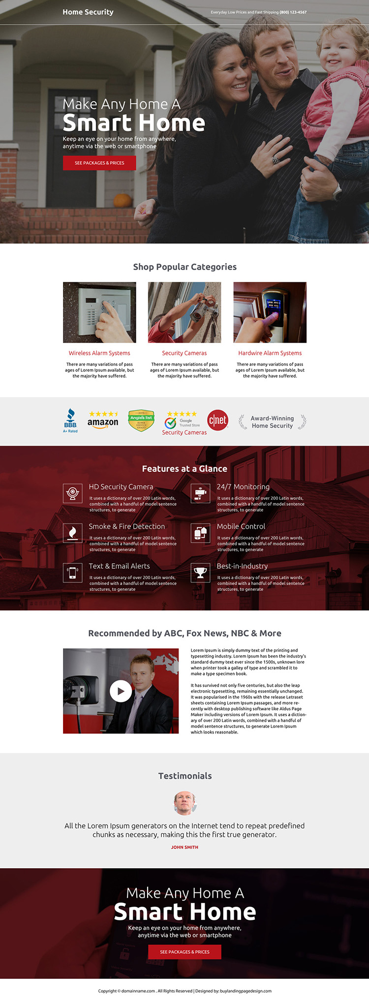 home security solution responsive landing page design