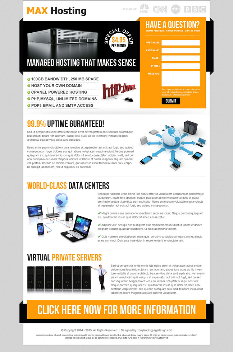 web hosting lead capture squeeze page design template