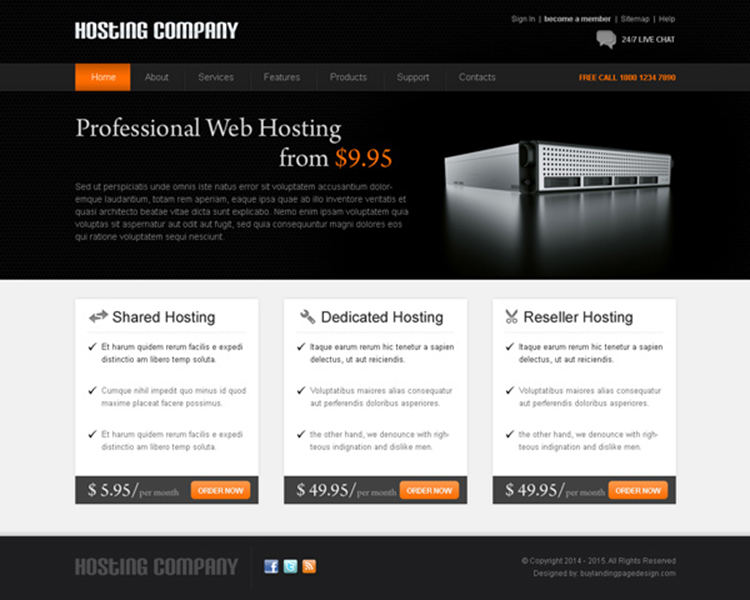 professional web hosting appealing and effective web hosting website template psd