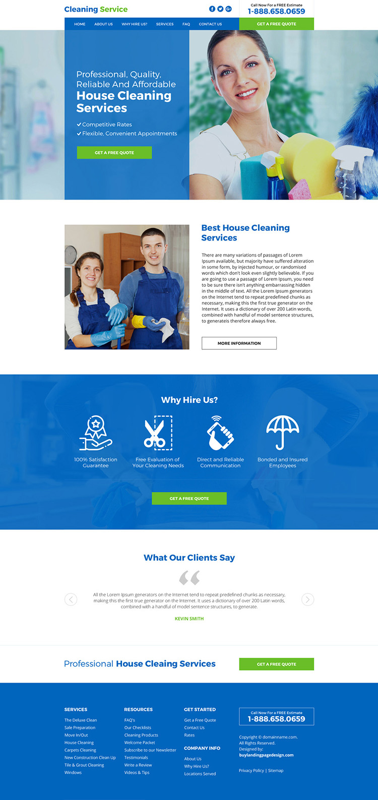 house cleaning service responsive website design