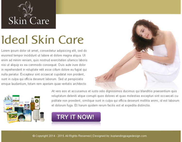 ideal skin care call to action ppv landing page design template