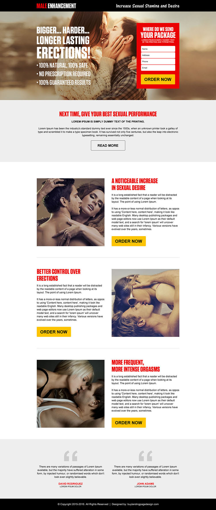 increase sexual stamina and desires responsive landing page