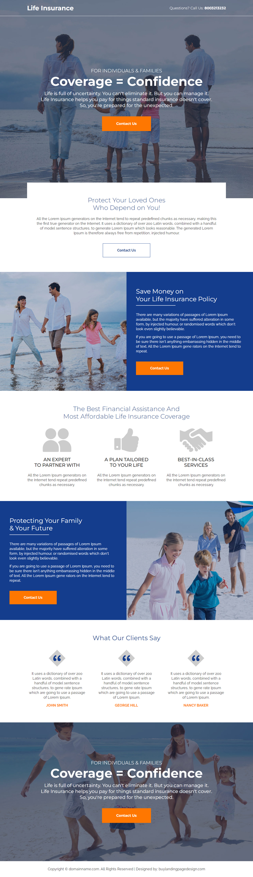 affordable life insurance plan responsive landing page