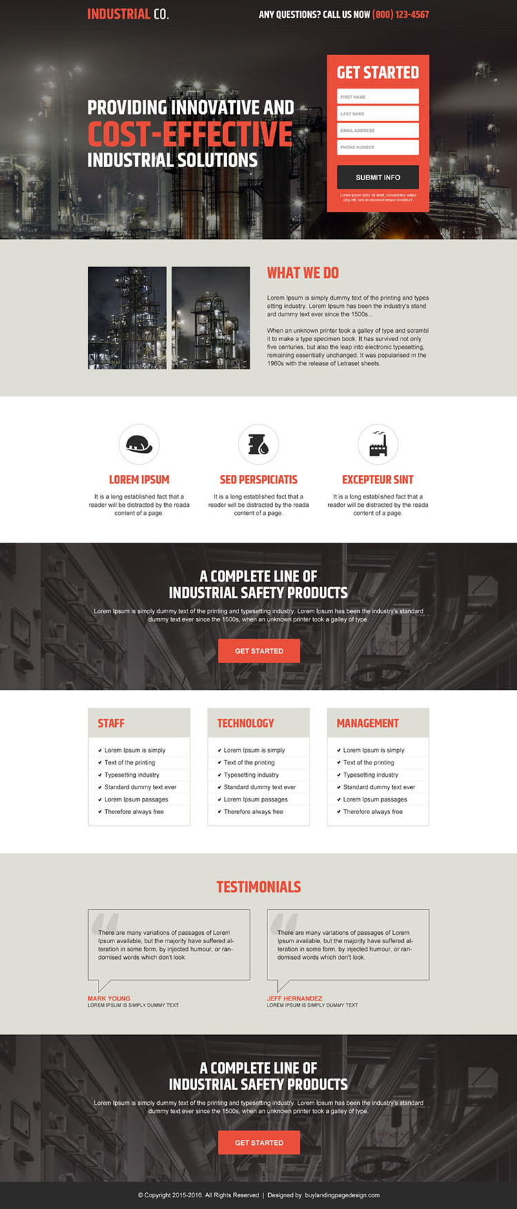 professional industrial lead capture landing page design