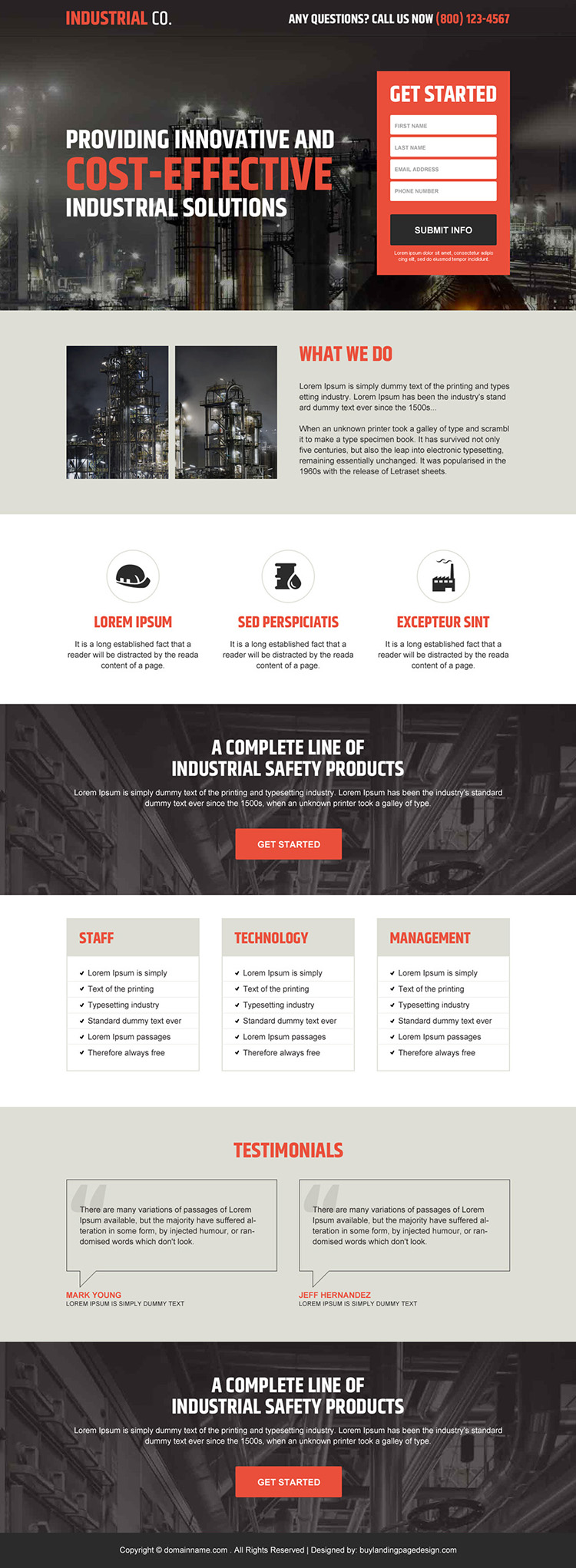 industrial company professional responsive landing page