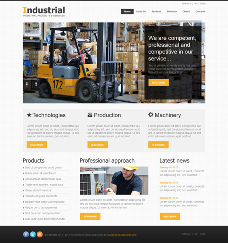 clean and attractive website template design psd to create your industry online website