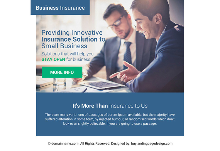 innovative business insurance ppv landing page design