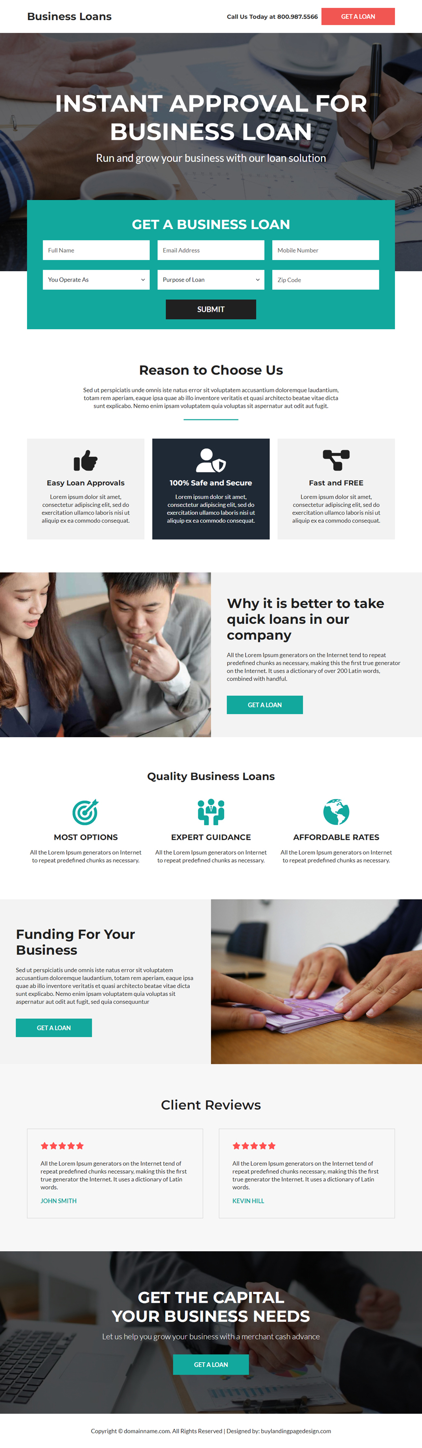 instant approval business loan responsive landing page