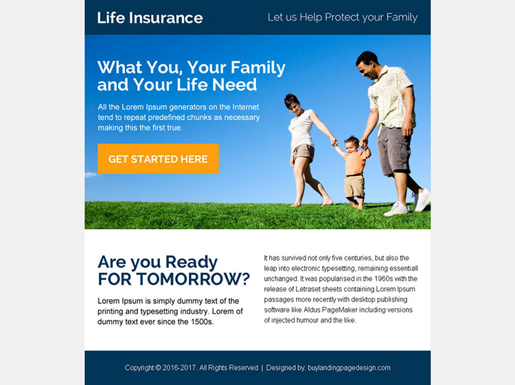 instant life insurance quote ppv landing page design