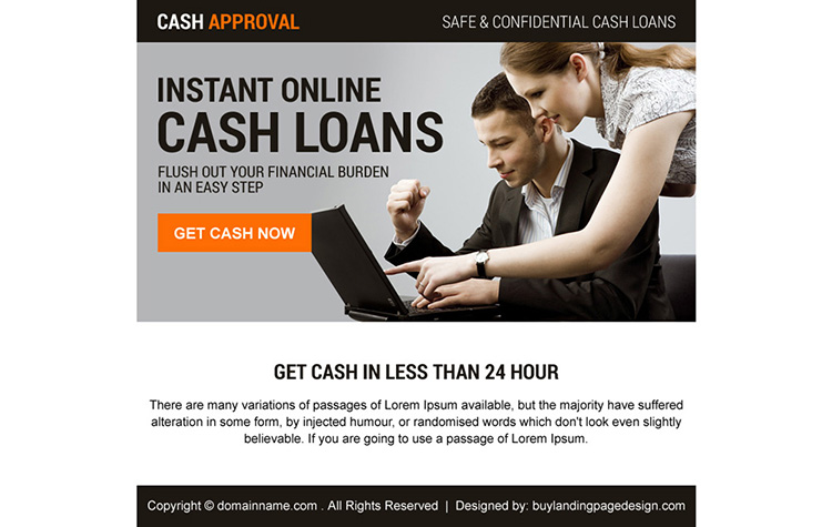 instant online cash loan call to action ppv landing page