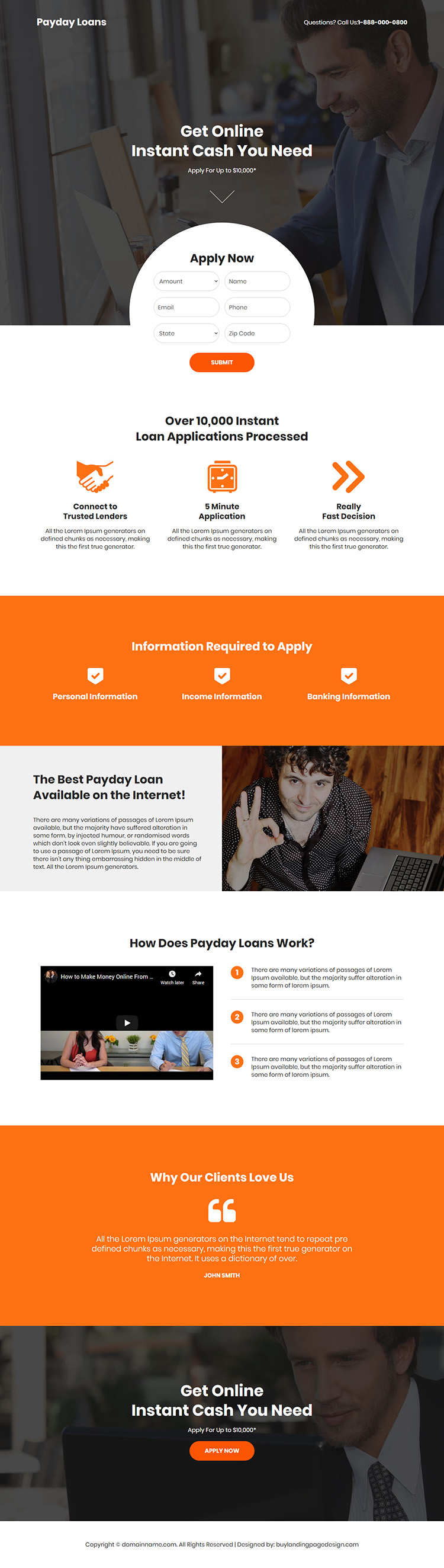 instant payday cash loan online responsive landing page