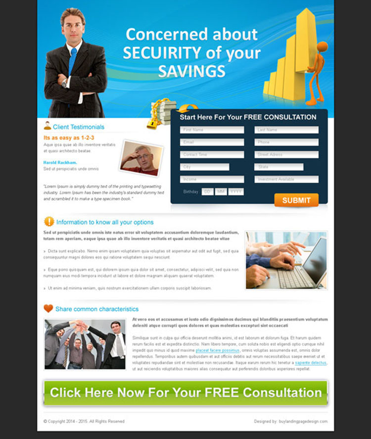 free insurance consultation landing page design for sale