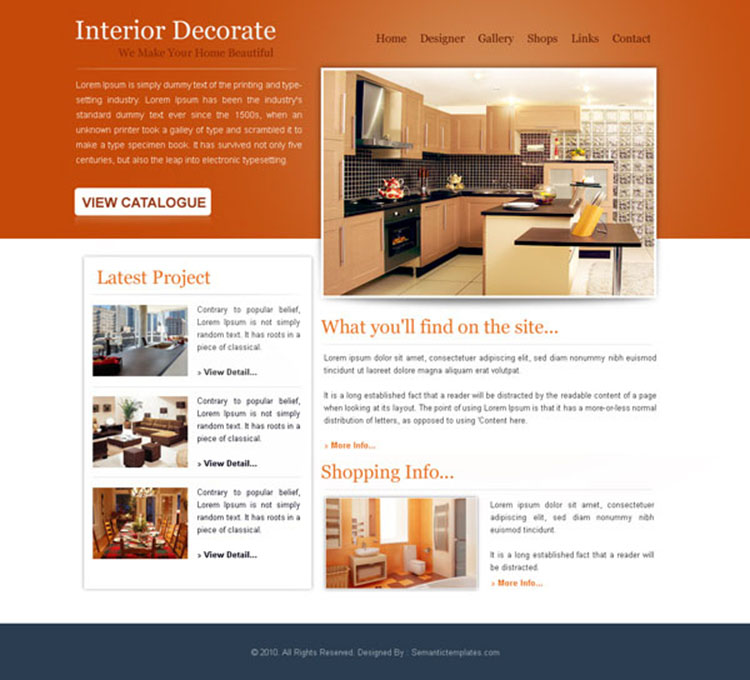 interior decorate simple and attractive website template psd