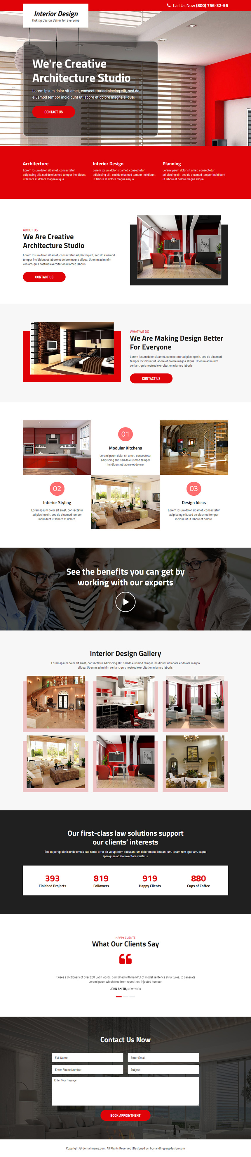 interior design solutions free online consultation landing page