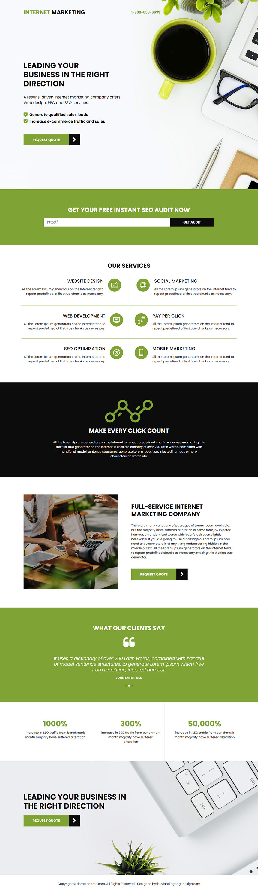 internet marketing company responsive landing page