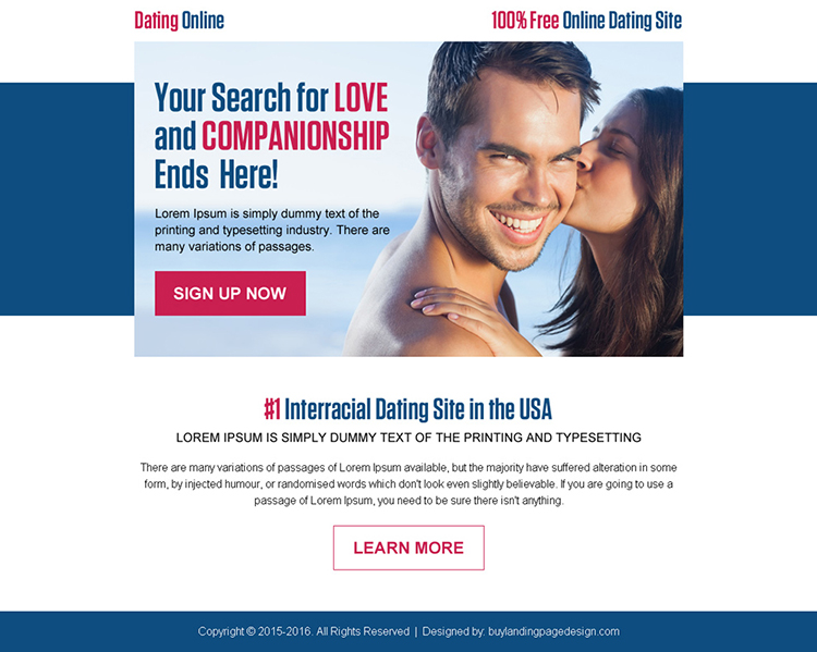 love and companionship dating ppv landing page design