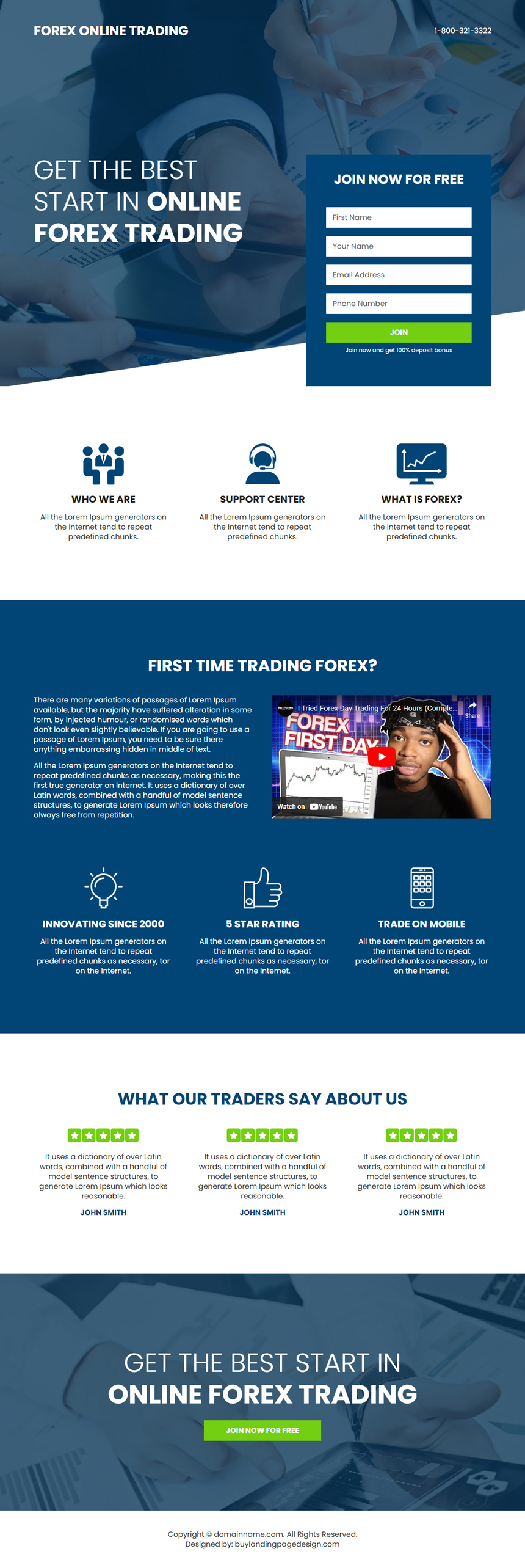 online forex trading lead capture landing page