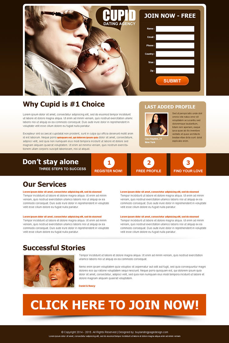 dont stay alone attractive dating lead capture landing page design