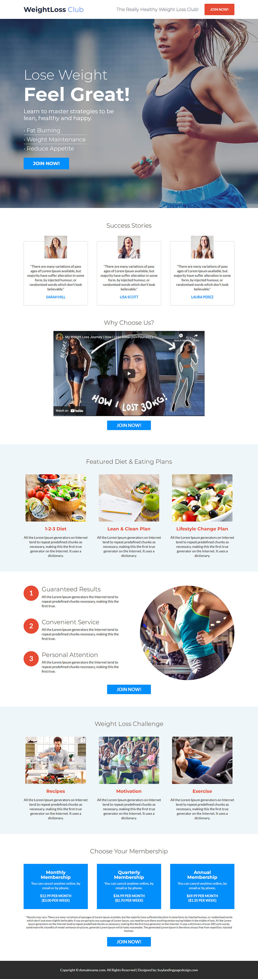 weight loss club responsive landing page design