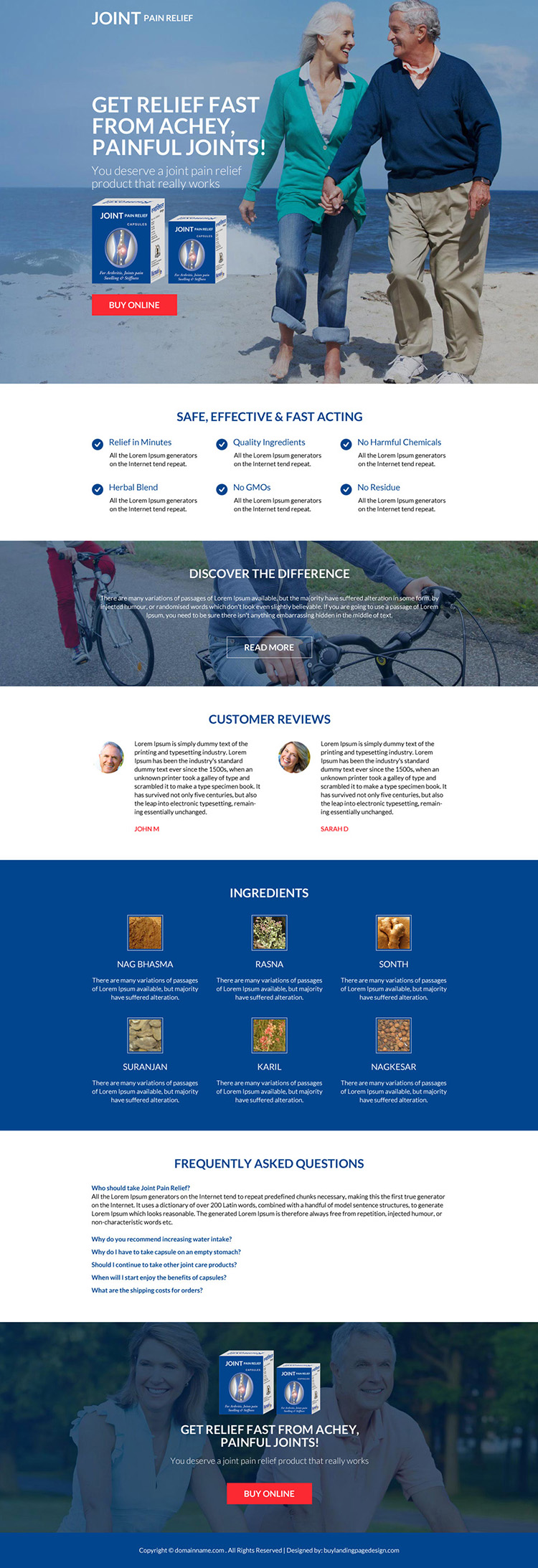joint pain relief product selling responsive landing page