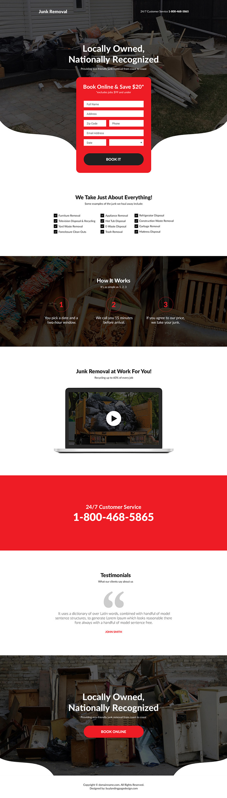 junk removal service responsive landing page design