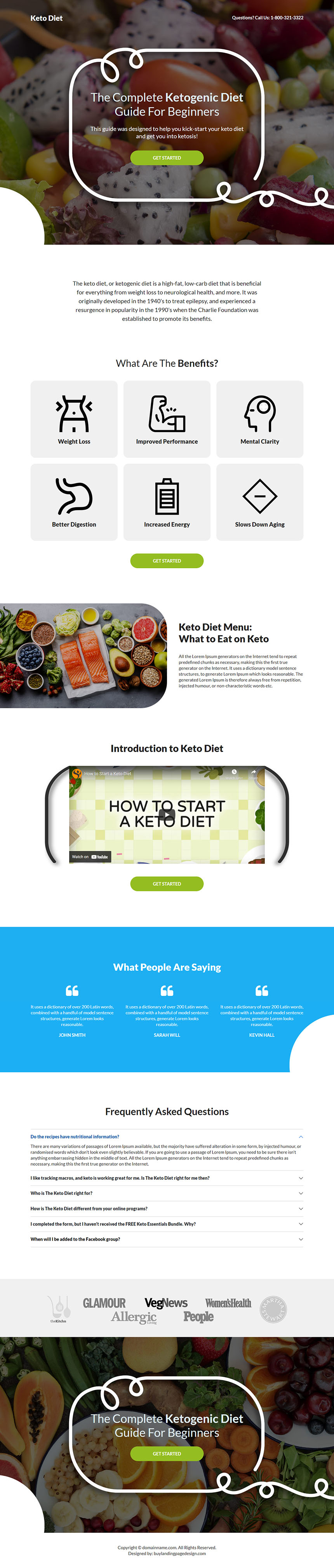 keto diet guide weight loss responsive landing page design
