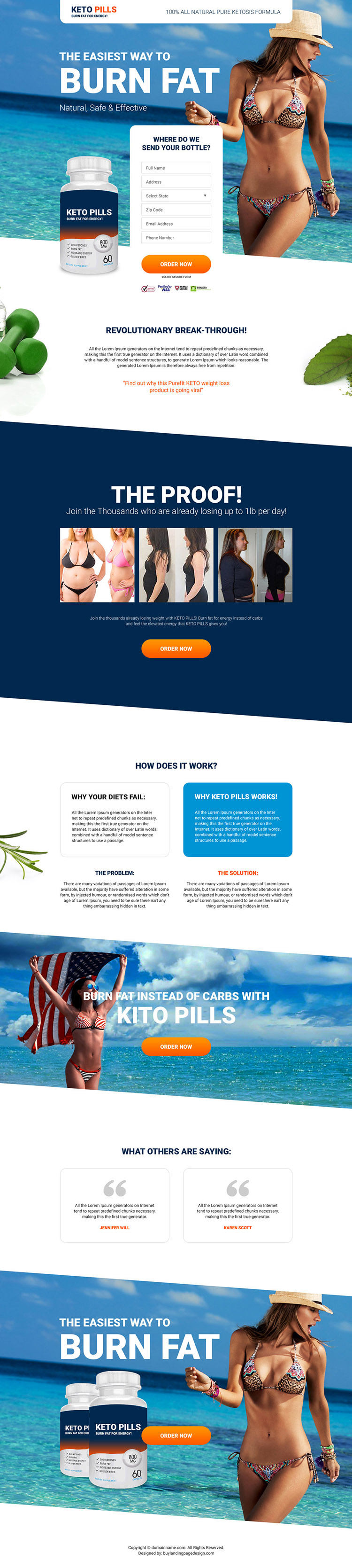 keto pills selling responsive landing page design