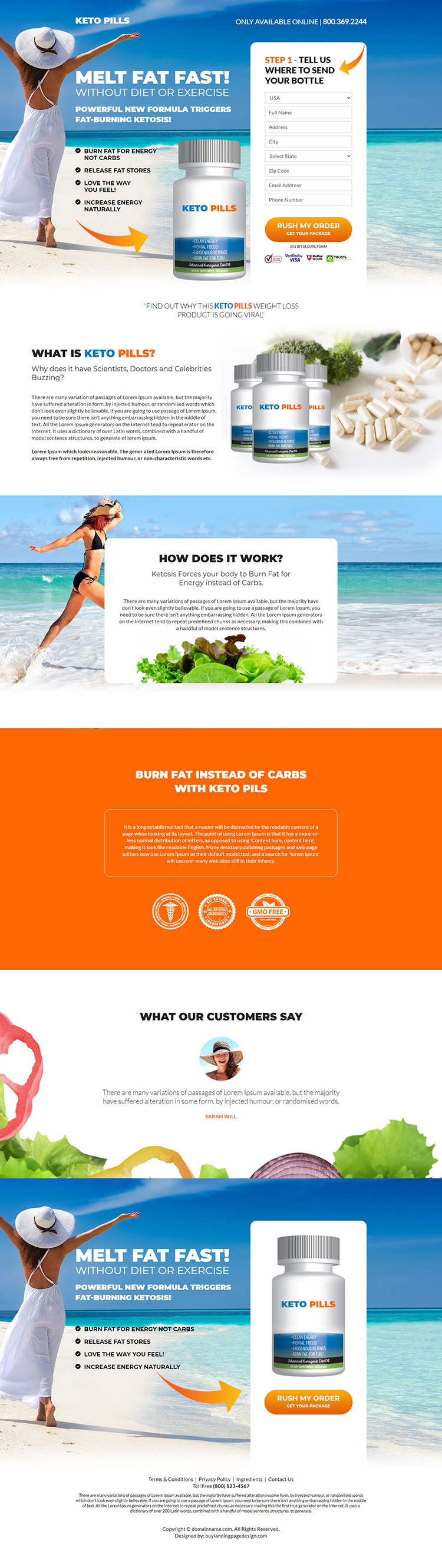 keto pills weight loss responsive landing page design