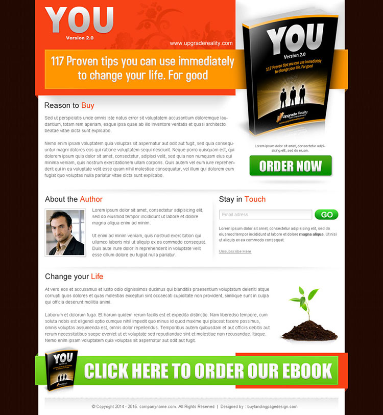 landing page design templates to sell your e-book