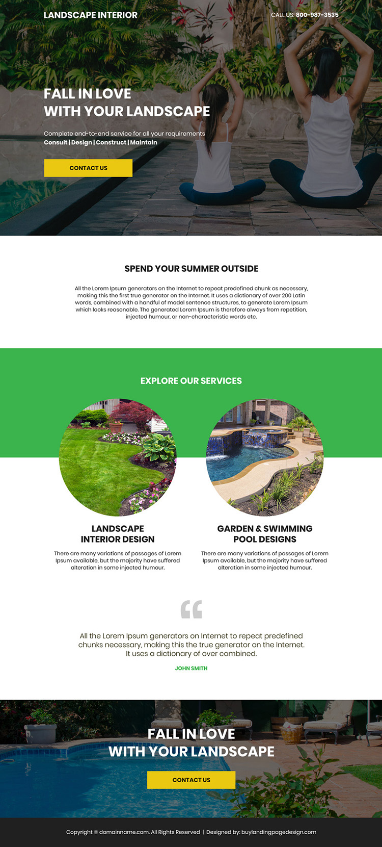 landscape design company bootstrap landing page