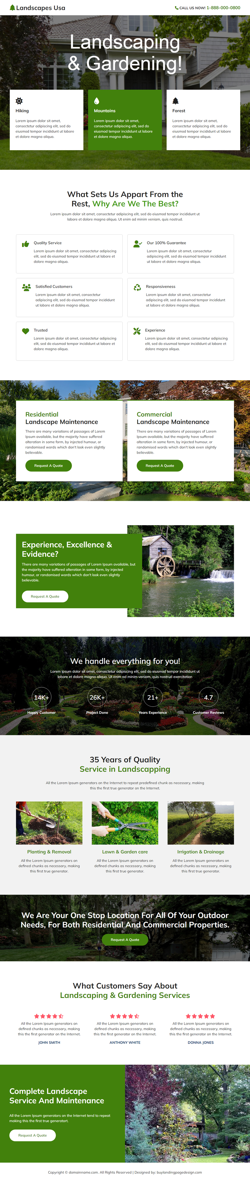 landscaping and gardening lead capture responsive landing page