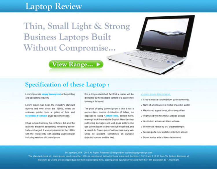 laptop digital product review landing page design for sale