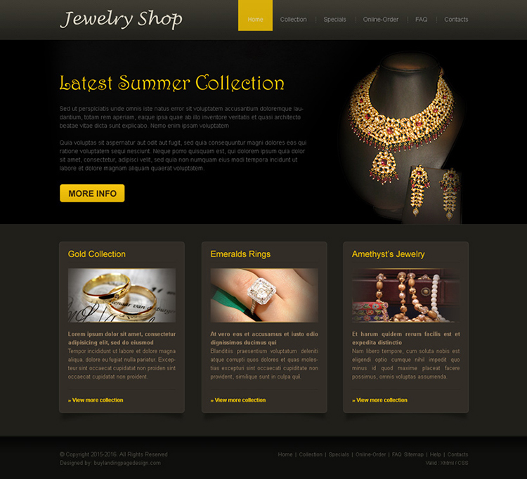 latest summer collection online jewelry shop website template
