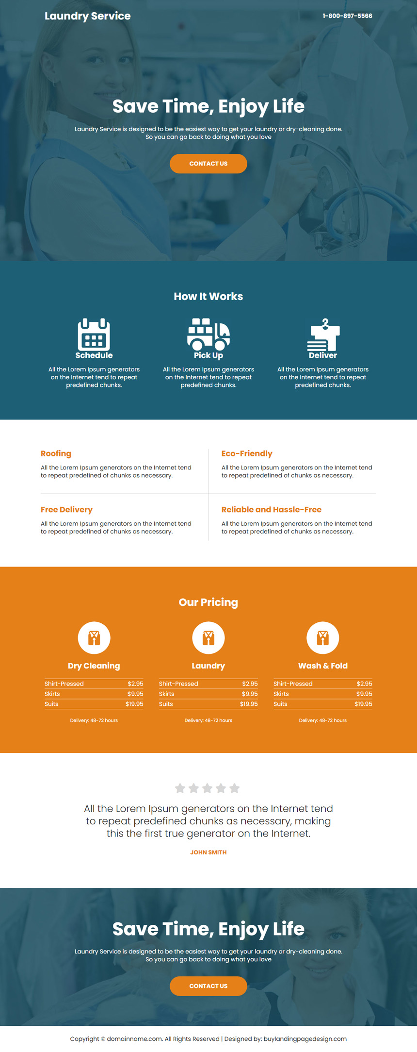 laundry service lead capture landing page design