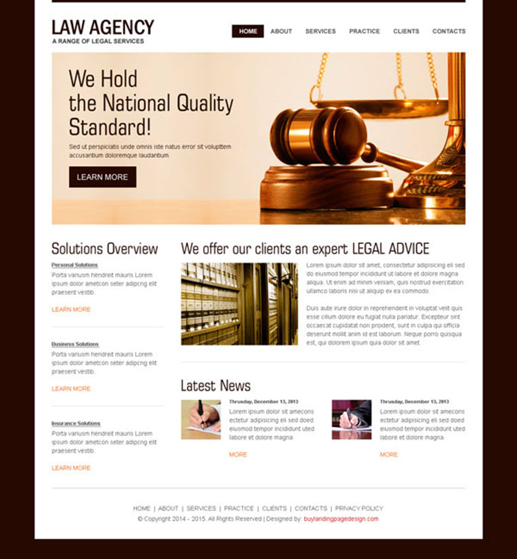 law agency clean website template design psd