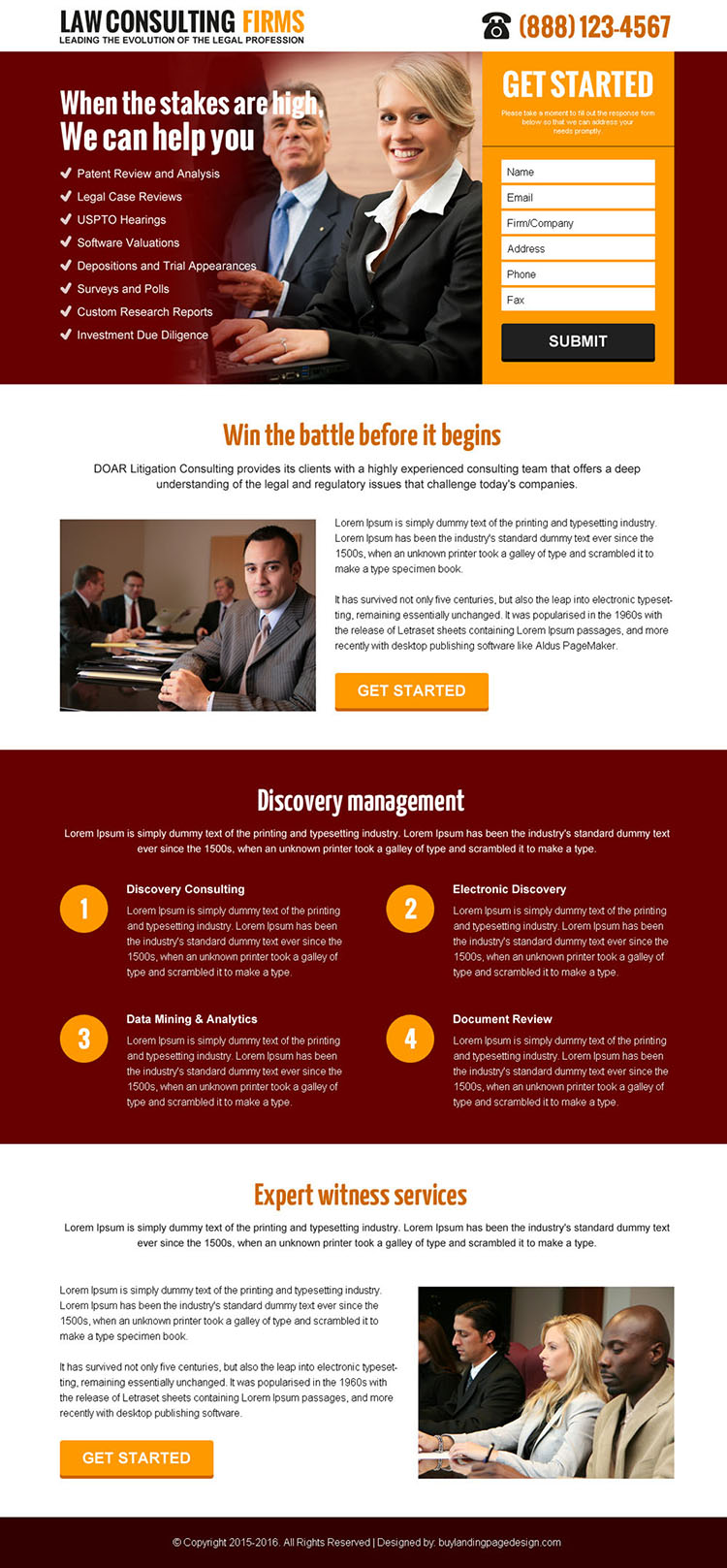 law consulting firms lead capture landing page design