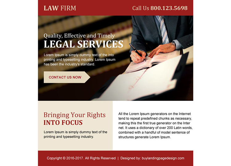 law firm ppv landing page design for legal services