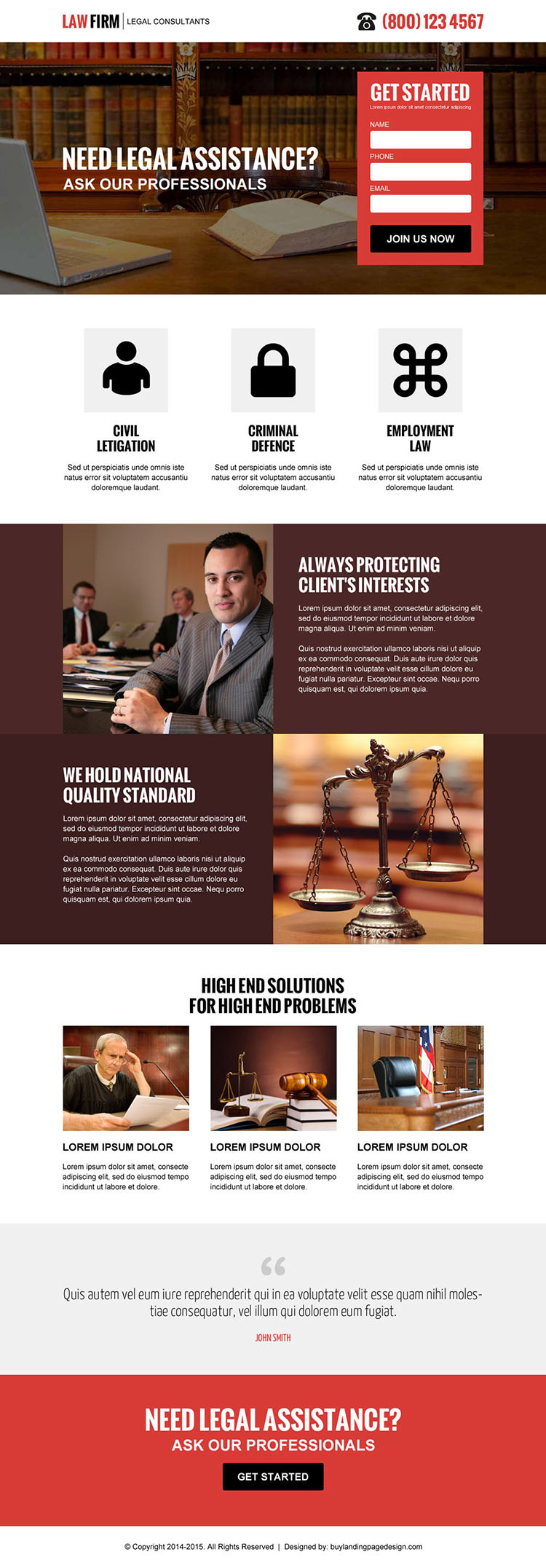 law firm clean and professional lead capture landing page design