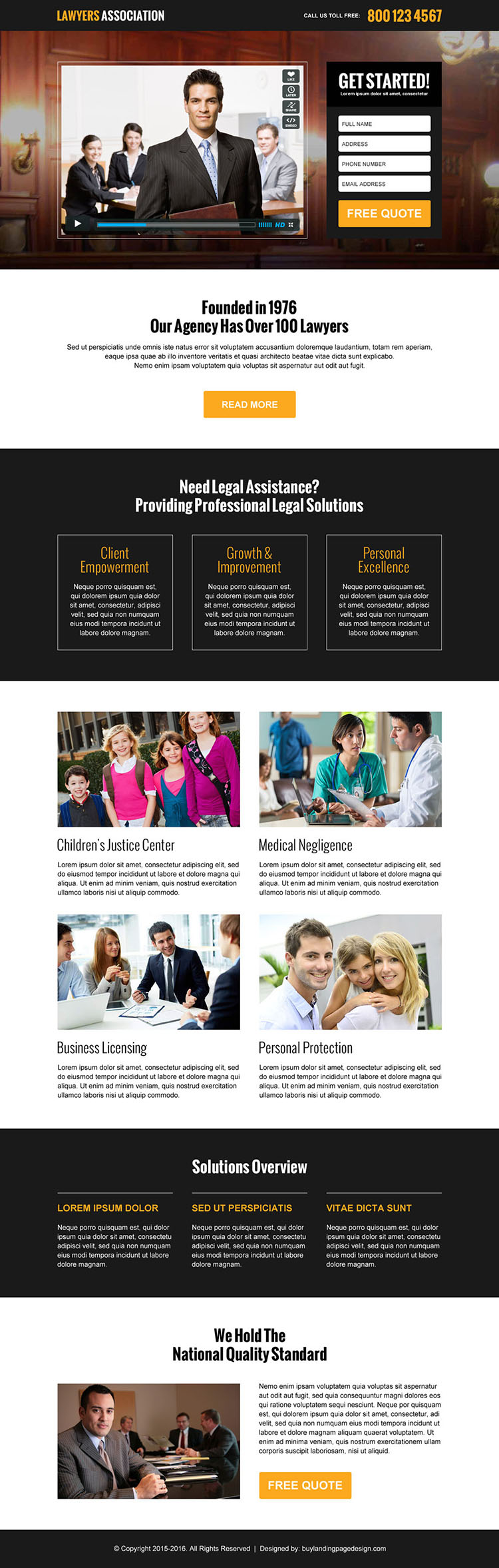 lawyers association video lead gen landing page design