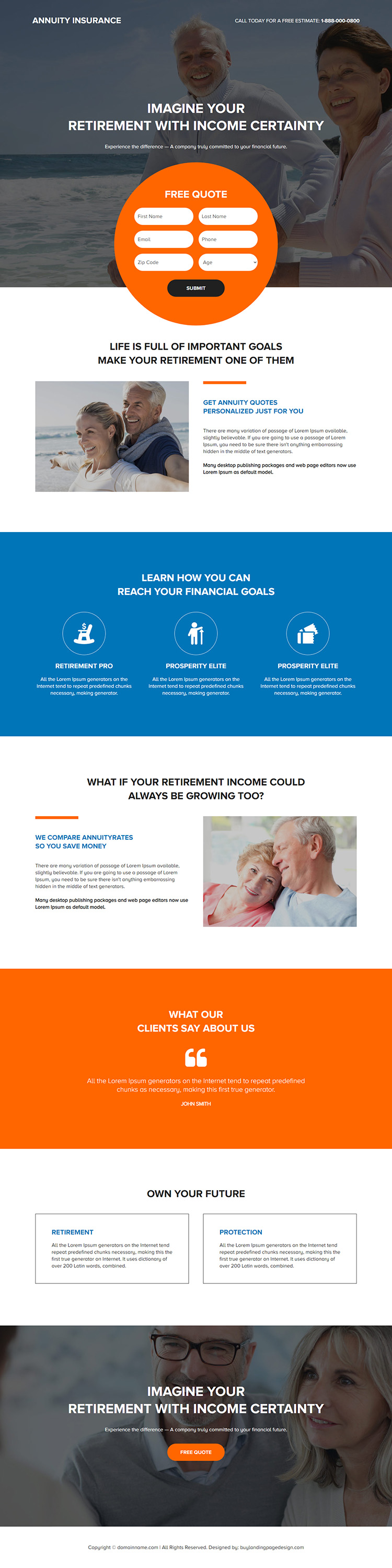 annuity insurance lead capture responsive landing page