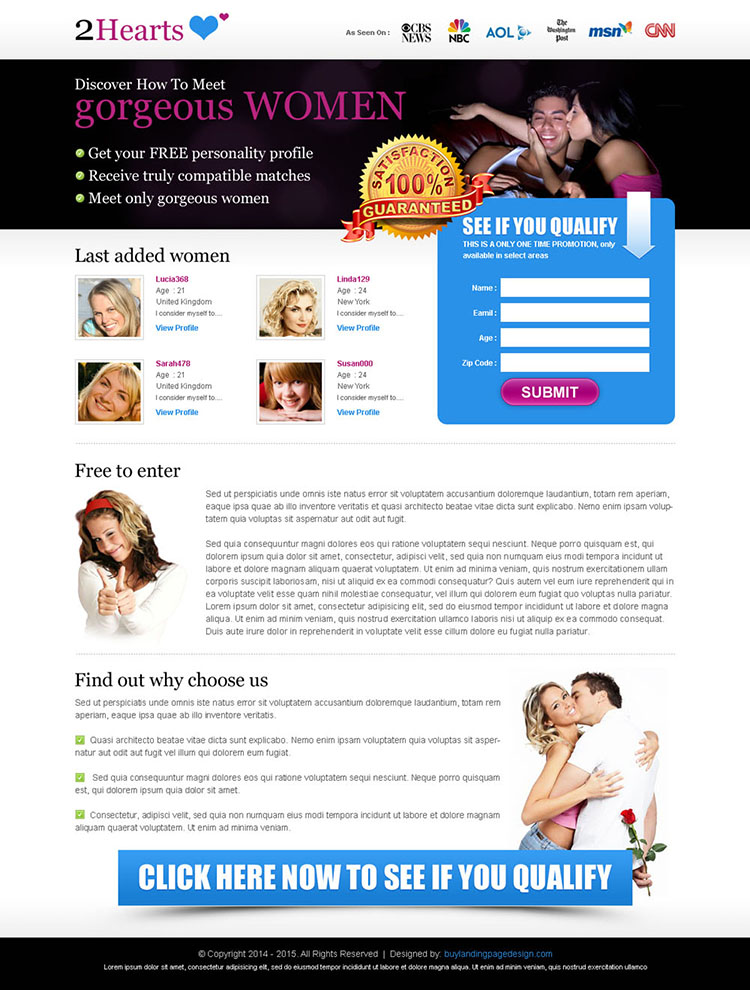 2 hearts clean and effective small lead capture squeeze page design