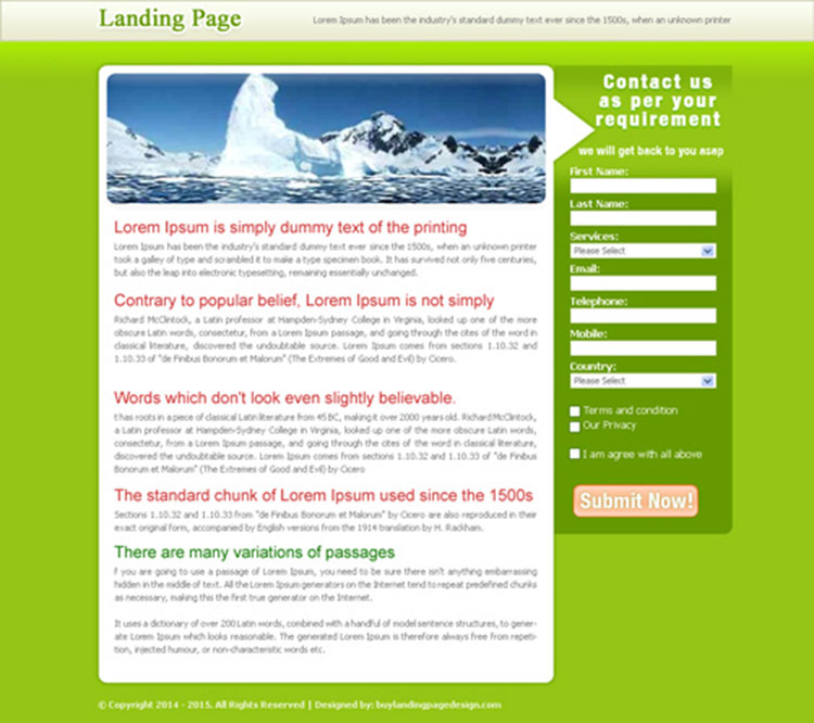 lead capturing clean and simple landing page design for sale