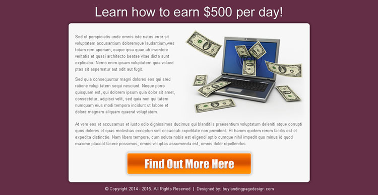 learn to earn money online easily clean and converting ppv landing page design