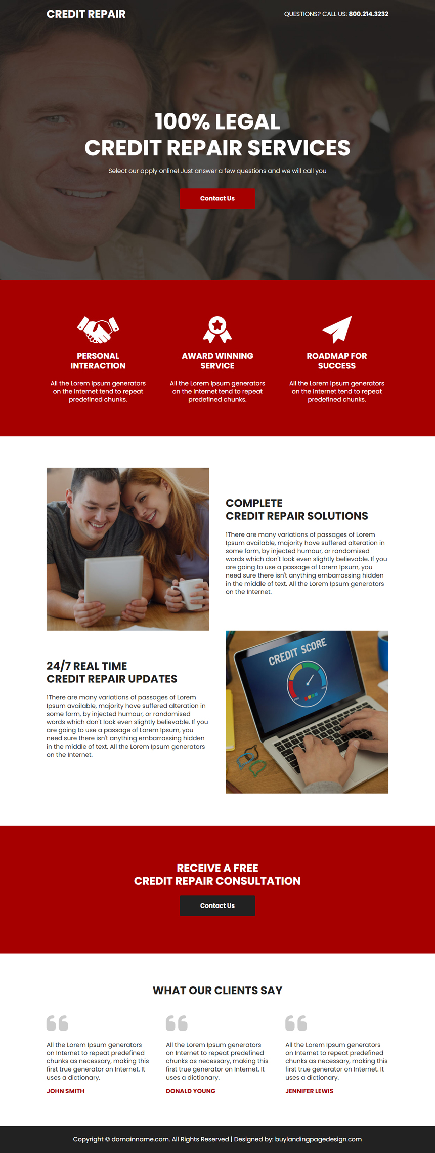 credit repair solutions lead capture landing page