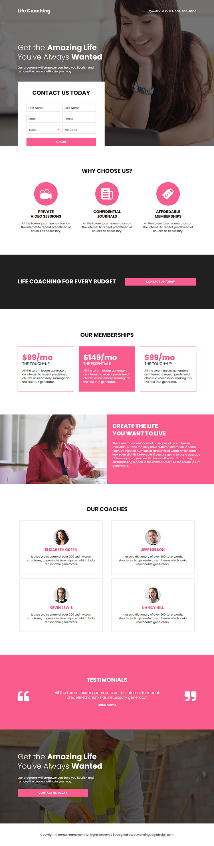 life coaching service lead capture landing page