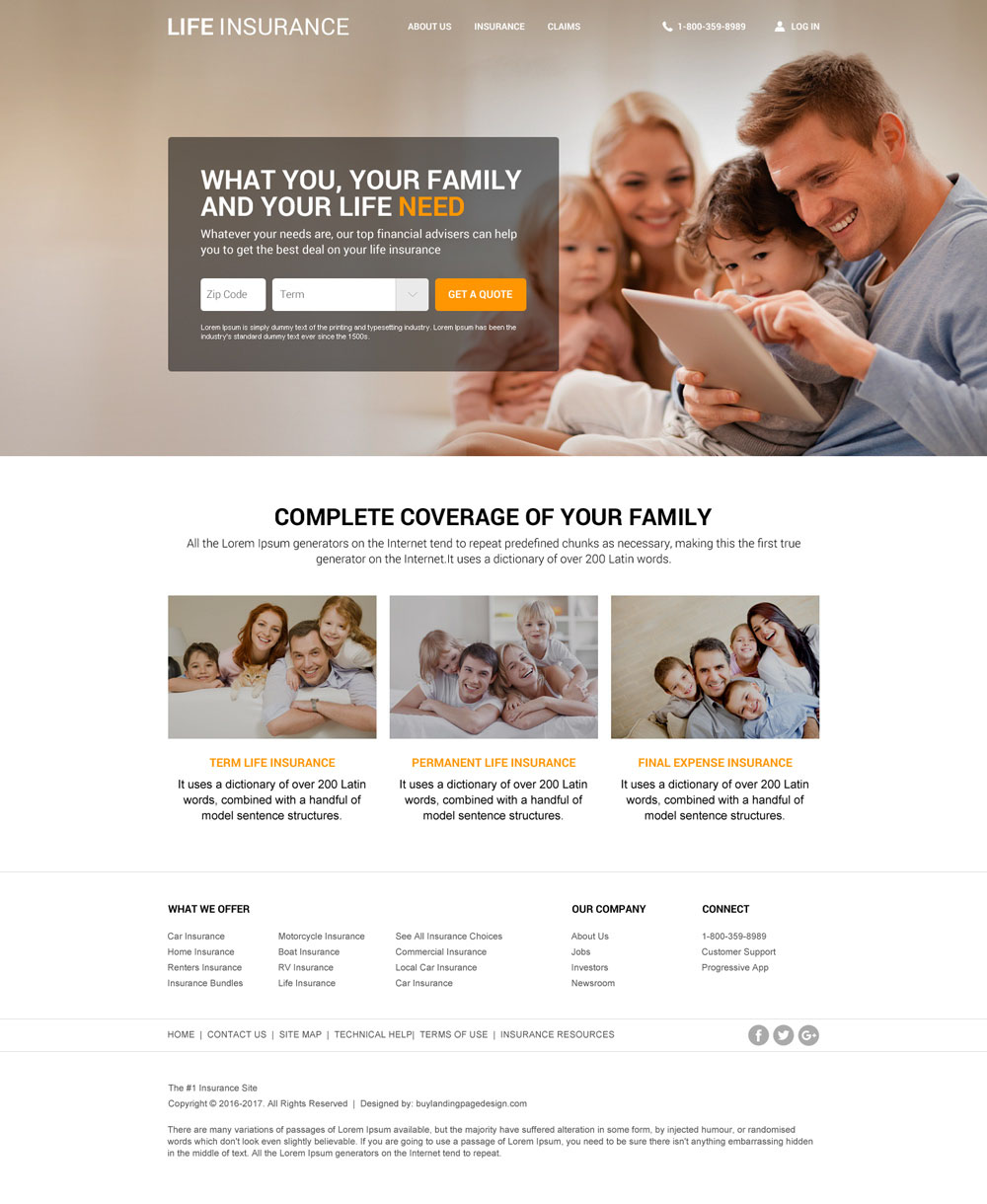 life insurance agency html website template design